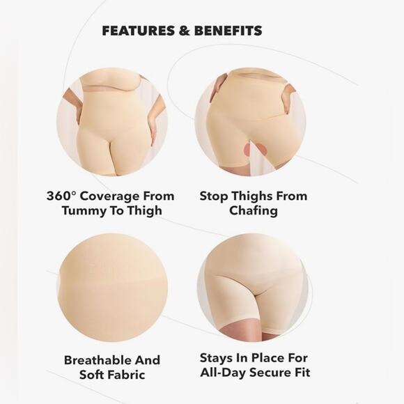 New SHAPERMINT High Waisted Body Shaper Shorts - BEIGE Sz M/L - Picture 4 of 8